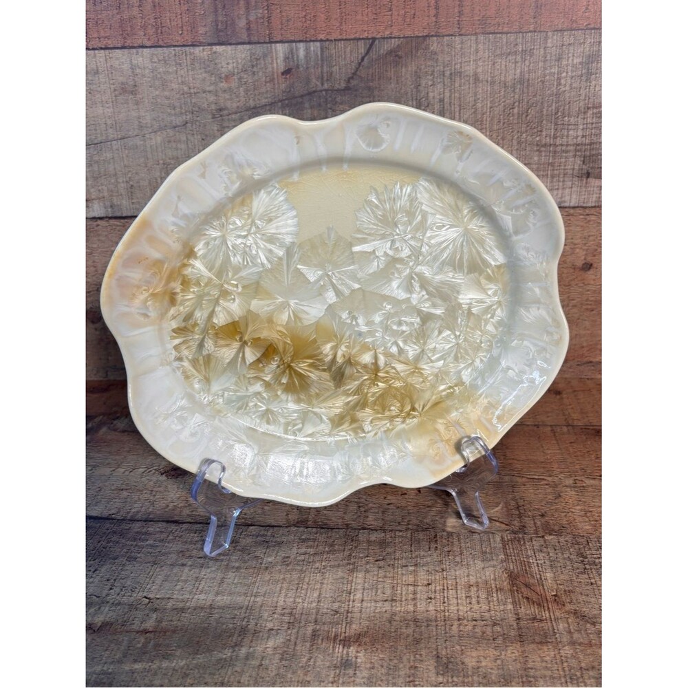 Edgecomb Potters Maine UNIQUE Crystalline Glaze Platter signed High Fired 9.5x8